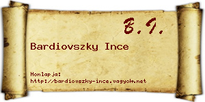 Bardiovszky Ince névjegykártya